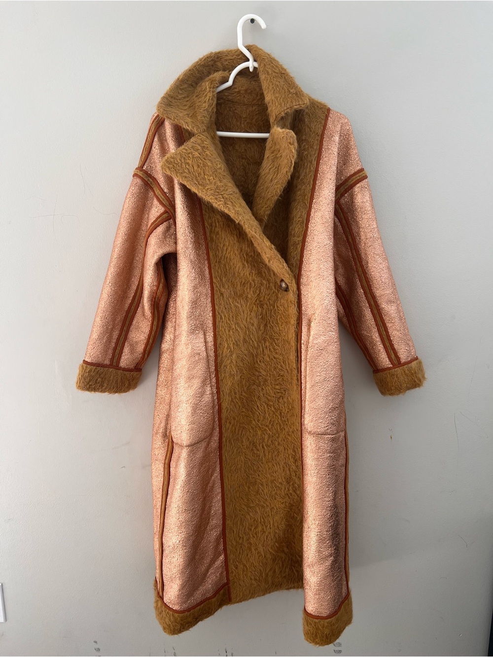 NWT Ulla Johnson Rosetta Alpaca Wool Reversible Belted Faux Fur Coat Size Petite - Picture 3 of 9
